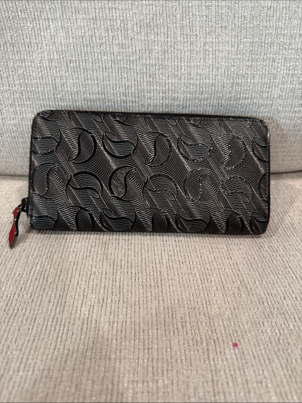 Christian Louboutin Designer Black Pattern Zip Wallet